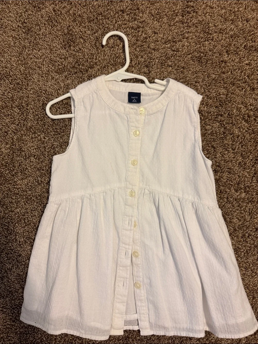 GAP Girls White Sleeveless Button-Front Peplum Top